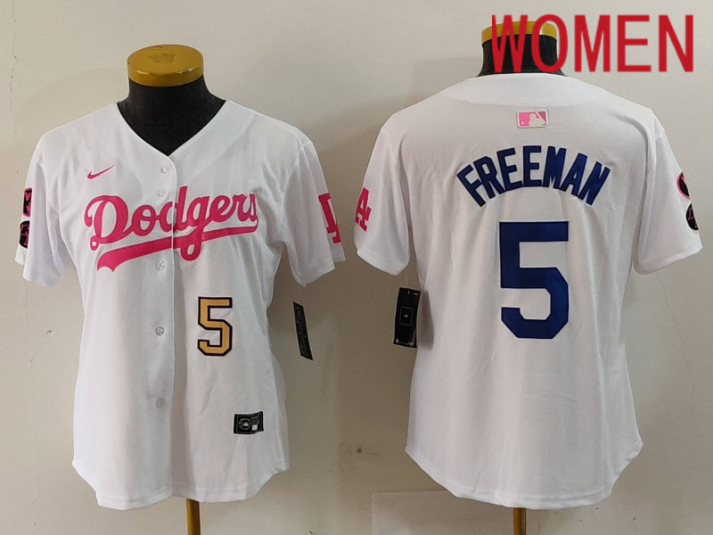 Women Los Angeles Dodgers #5 Freeman White joint name 2024 Nike MLB Jersey style 9121